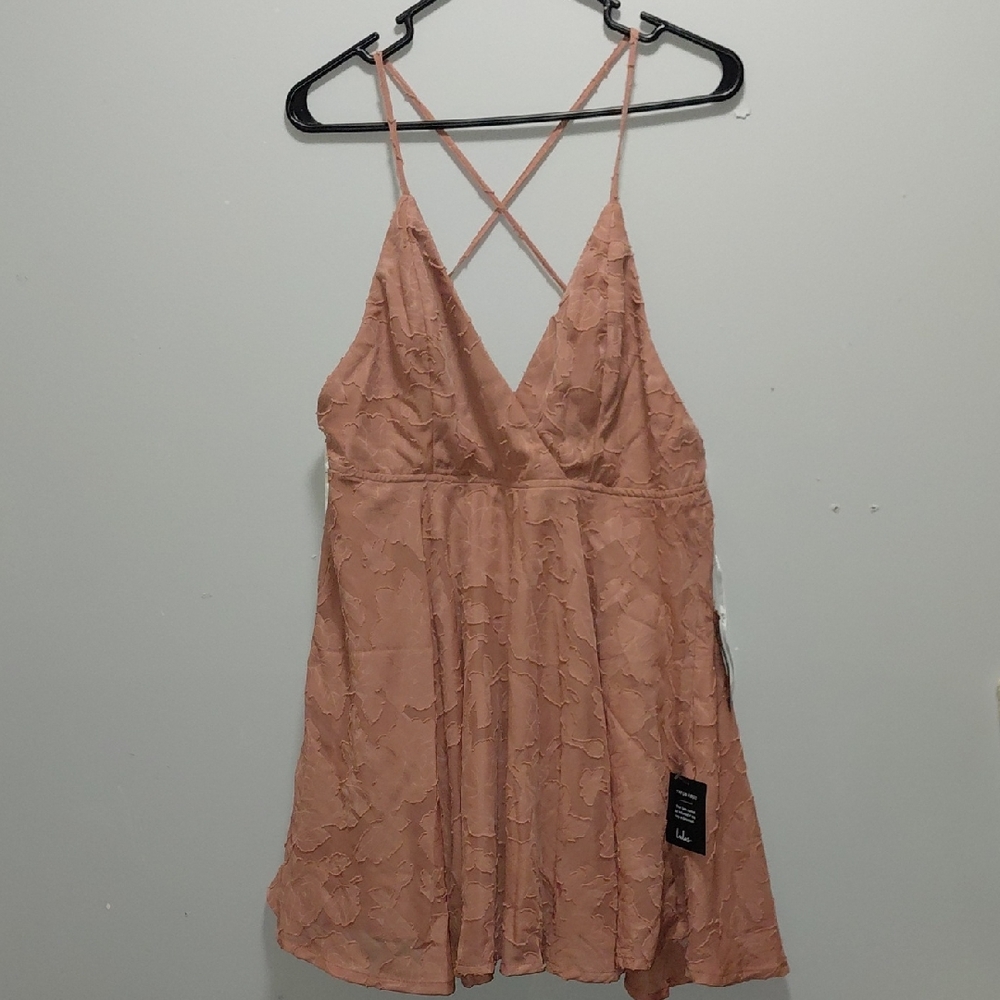 Lulu's Dusty Rose Strappy Skater Dress Large